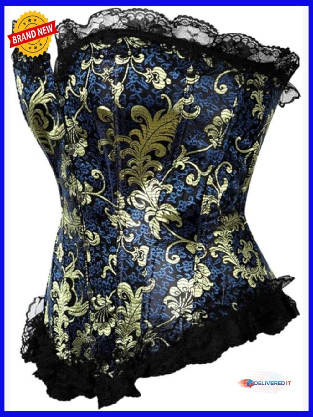 Gothic Corset Bustier Top with Steel Bones Lace-Up Slim Fit